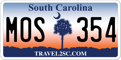 SC license plate MOS354
