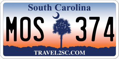 SC license plate MOS374
