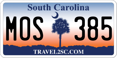 SC license plate MOS385
