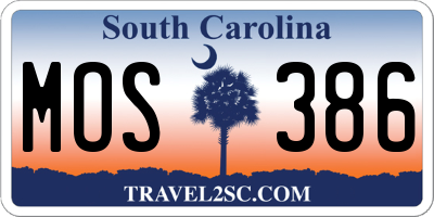 SC license plate MOS386