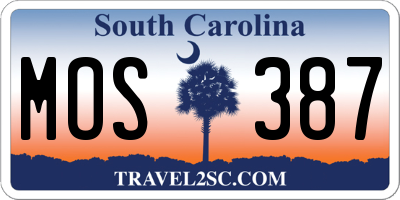 SC license plate MOS387