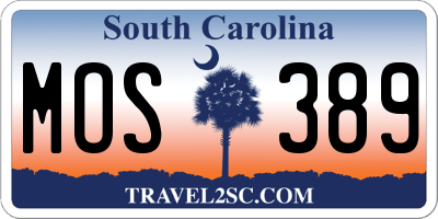 SC license plate MOS389