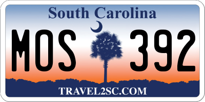SC license plate MOS392
