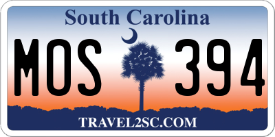 SC license plate MOS394