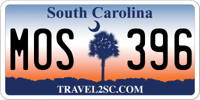 SC license plate MOS396