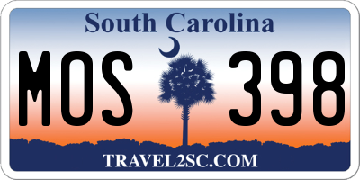 SC license plate MOS398