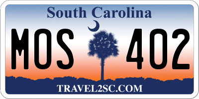 SC license plate MOS402