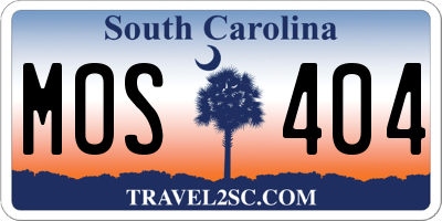SC license plate MOS404