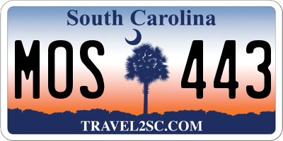 SC license plate MOS443
