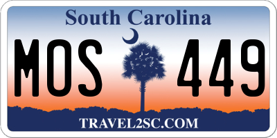 SC license plate MOS449