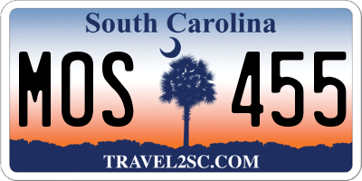 SC license plate MOS455
