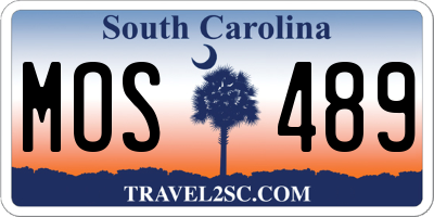 SC license plate MOS489