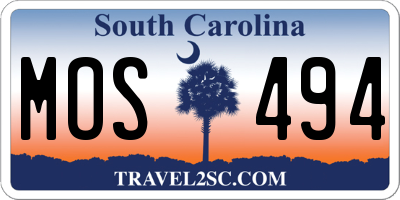 SC license plate MOS494