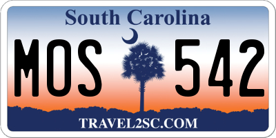 SC license plate MOS542