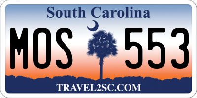 SC license plate MOS553