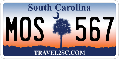 SC license plate MOS567