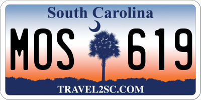 SC license plate MOS619