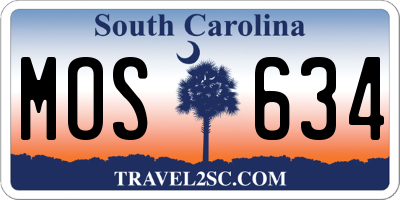 SC license plate MOS634