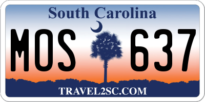 SC license plate MOS637