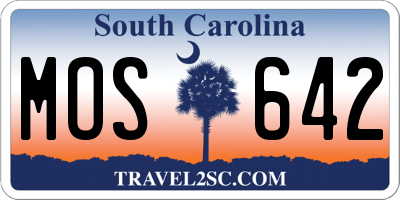 SC license plate MOS642