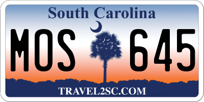SC license plate MOS645
