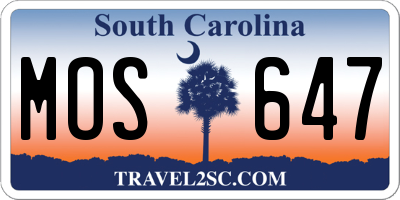 SC license plate MOS647