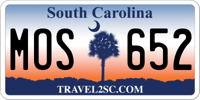 SC license plate MOS652