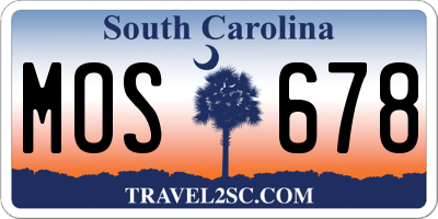 SC license plate MOS678