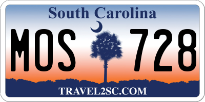 SC license plate MOS728