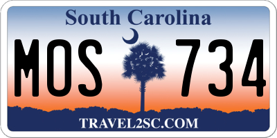 SC license plate MOS734