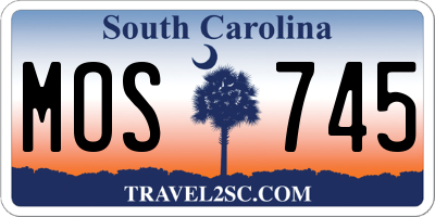 SC license plate MOS745