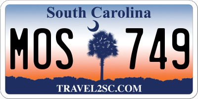 SC license plate MOS749
