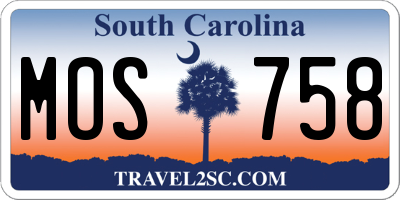 SC license plate MOS758