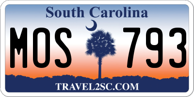 SC license plate MOS793