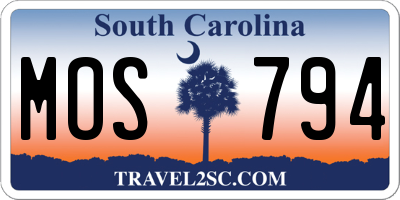 SC license plate MOS794