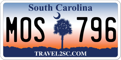SC license plate MOS796