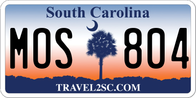 SC license plate MOS804