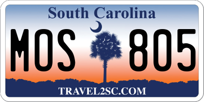SC license plate MOS805