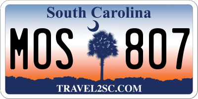 SC license plate MOS807