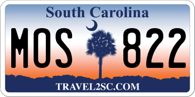 SC license plate MOS822