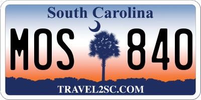 SC license plate MOS840