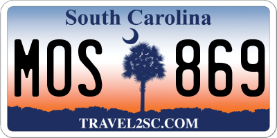 SC license plate MOS869