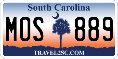 SC license plate MOS889