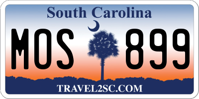 SC license plate MOS899