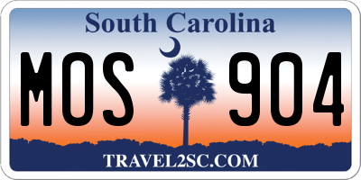 SC license plate MOS904