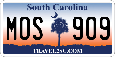 SC license plate MOS909