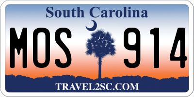 SC license plate MOS914