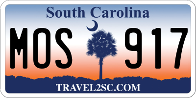 SC license plate MOS917