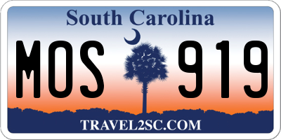 SC license plate MOS919