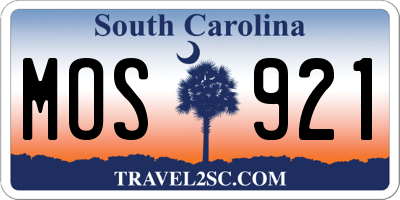 SC license plate MOS921